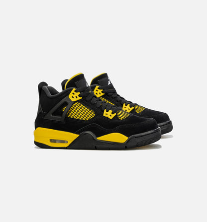 Air Jordan 4 Retro Thunder Grade School Lifestyle Shoe Black Yellow Free Shipping