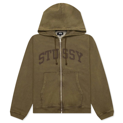 Faded Graphic Zip Hoodie Olive