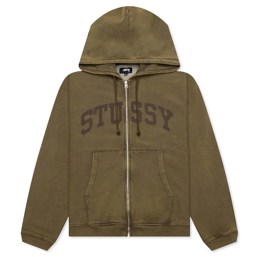 Faded Graphic Zip Hoodie Olive