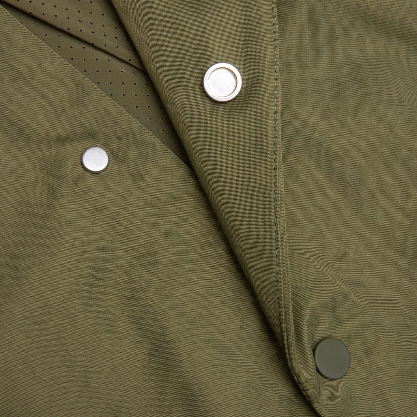 Textured Nylon Hooded Coaches Jacket Military