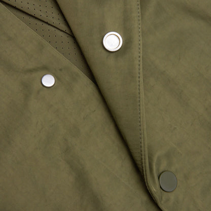 Textured Nylon Hooded Coaches Jacket Military