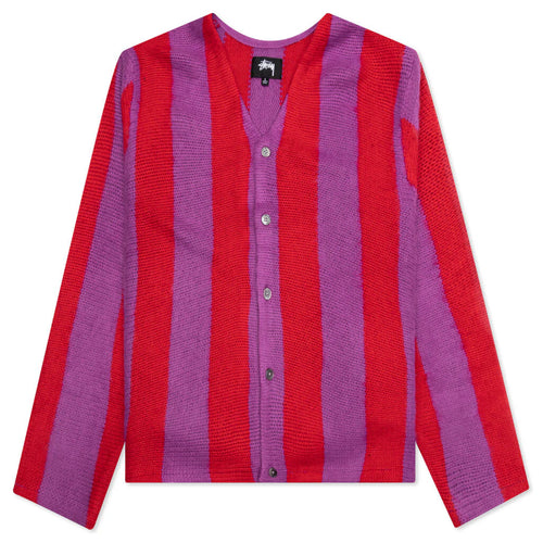 Striped Brushed Cardigan Purple