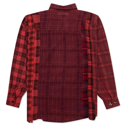 Flannel Shirt 7 Cuts Shirt Over Dye Red