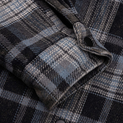 Heavy Washed Plaid Shirt Blue