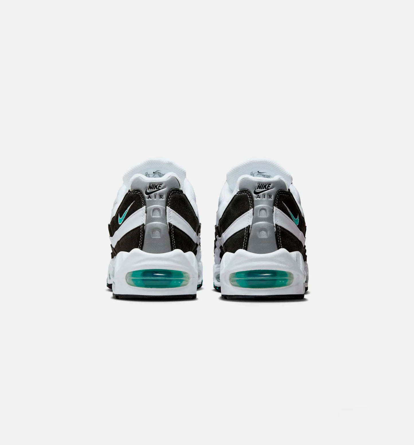 Air Max 95 OG Big Bubble Black Border Mens Lifestyle Shoe White Hyper Jade Black Metallic Silver