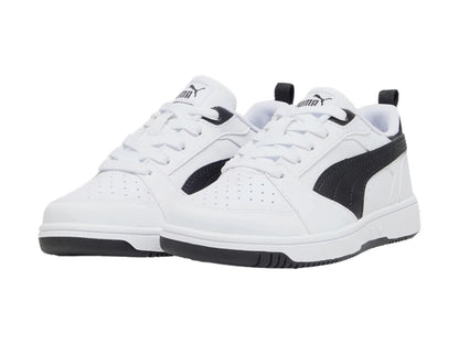 Tenis PUMA Rebound V6 Lo Blanco y Negro para Niño