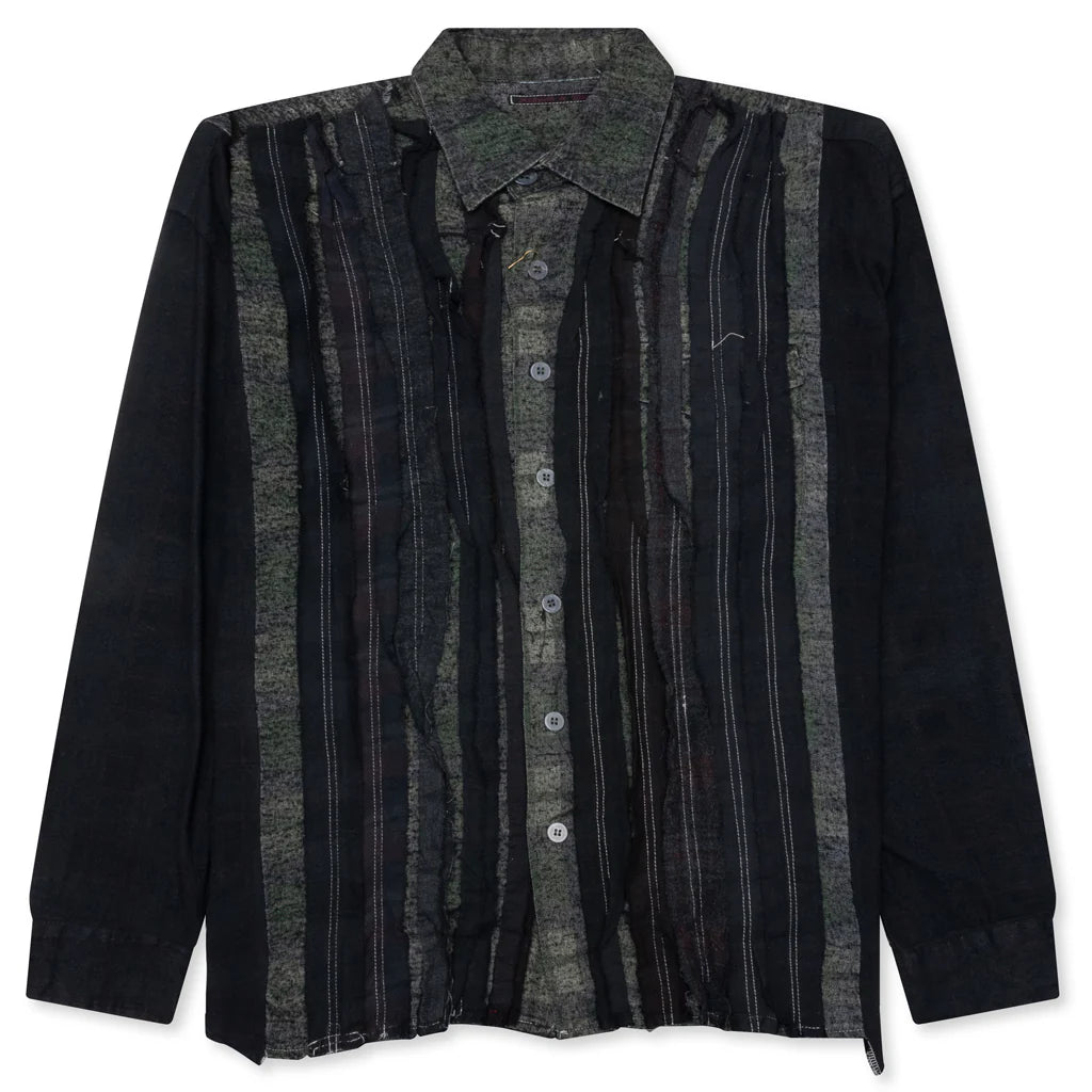 Over Dyed Ribbon Wide Shirt Black