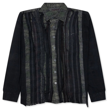 Over Dyed Ribbon Wide Shirt Black