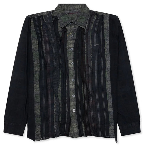 Over Dyed Ribbon Wide Shirt Black