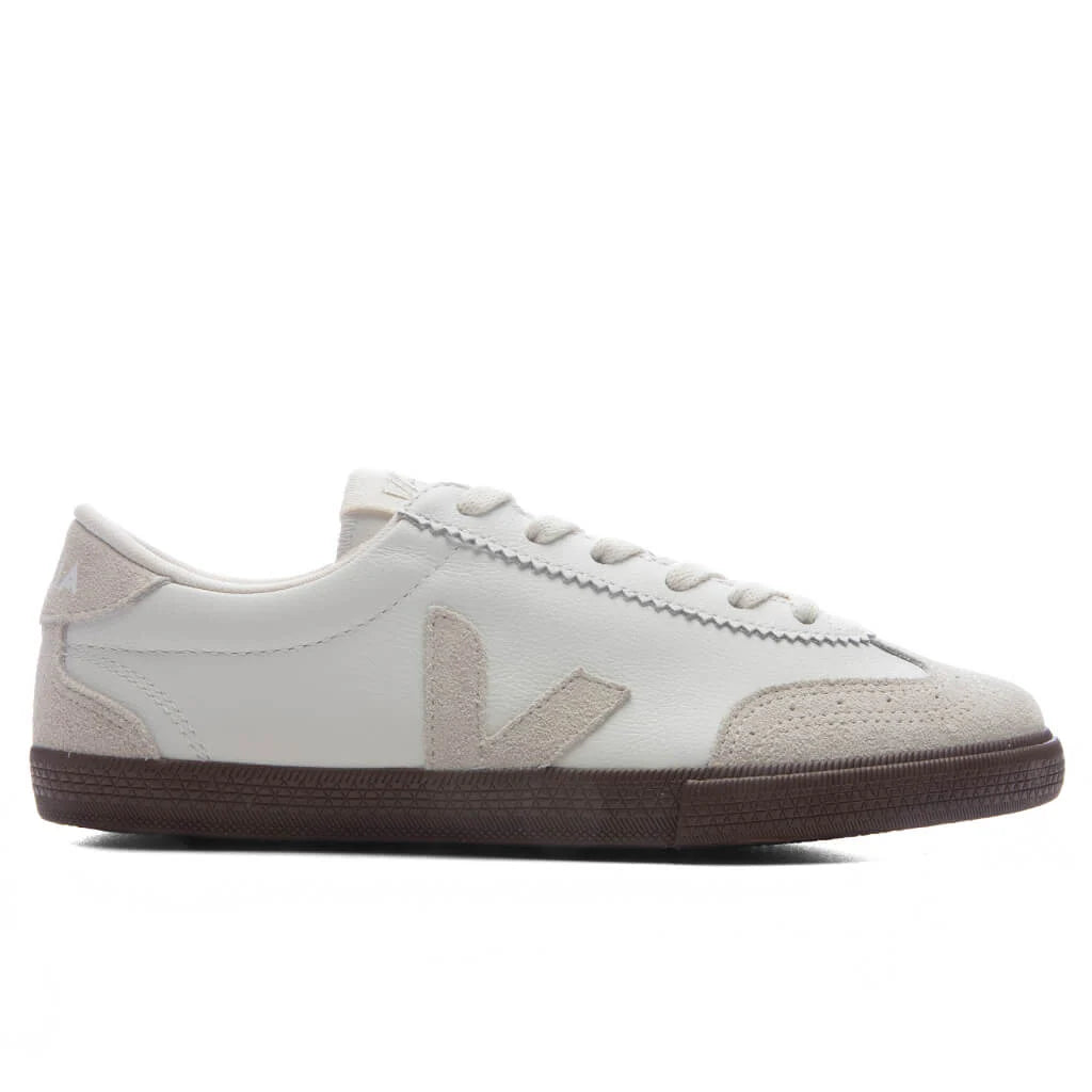 Womens Volley Leather White Natural Bark