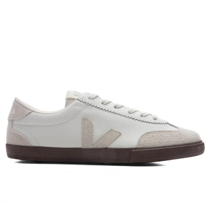 Womens Volley Leather White Natural Bark