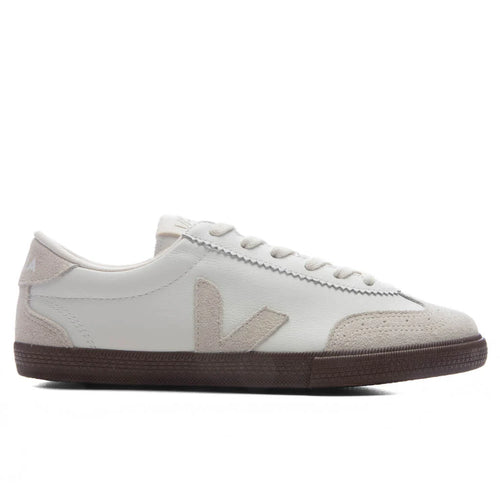 Womens Volley Leather White Natural Bark