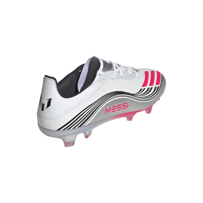 adidas F50 Messi Pro Firm Ground Soccer Cleats White Red Silver