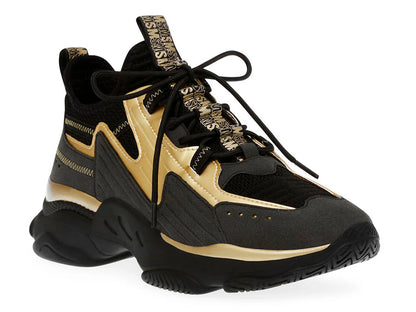 Tenis Steve Madden Match Box Negro y Dorado para Mujer