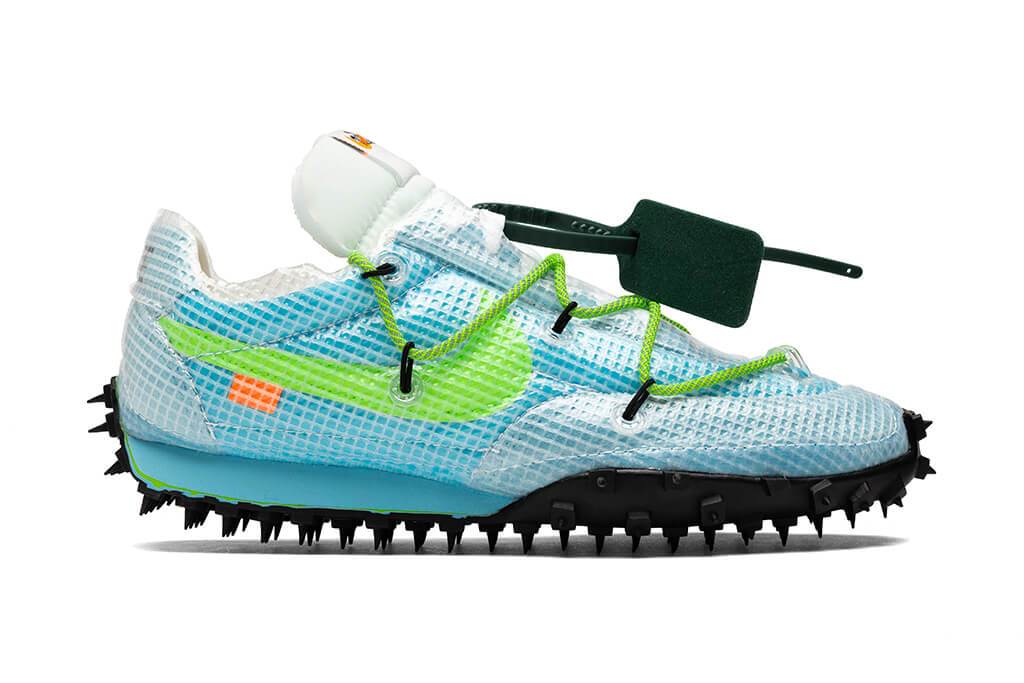 Nike x Off White Womens Waffle Racer Vivid Sky Electric Green Black