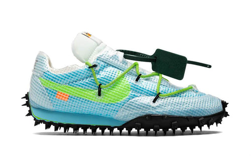 Nike x Off White Womens Waffle Racer Vivid Sky Electric Green Black