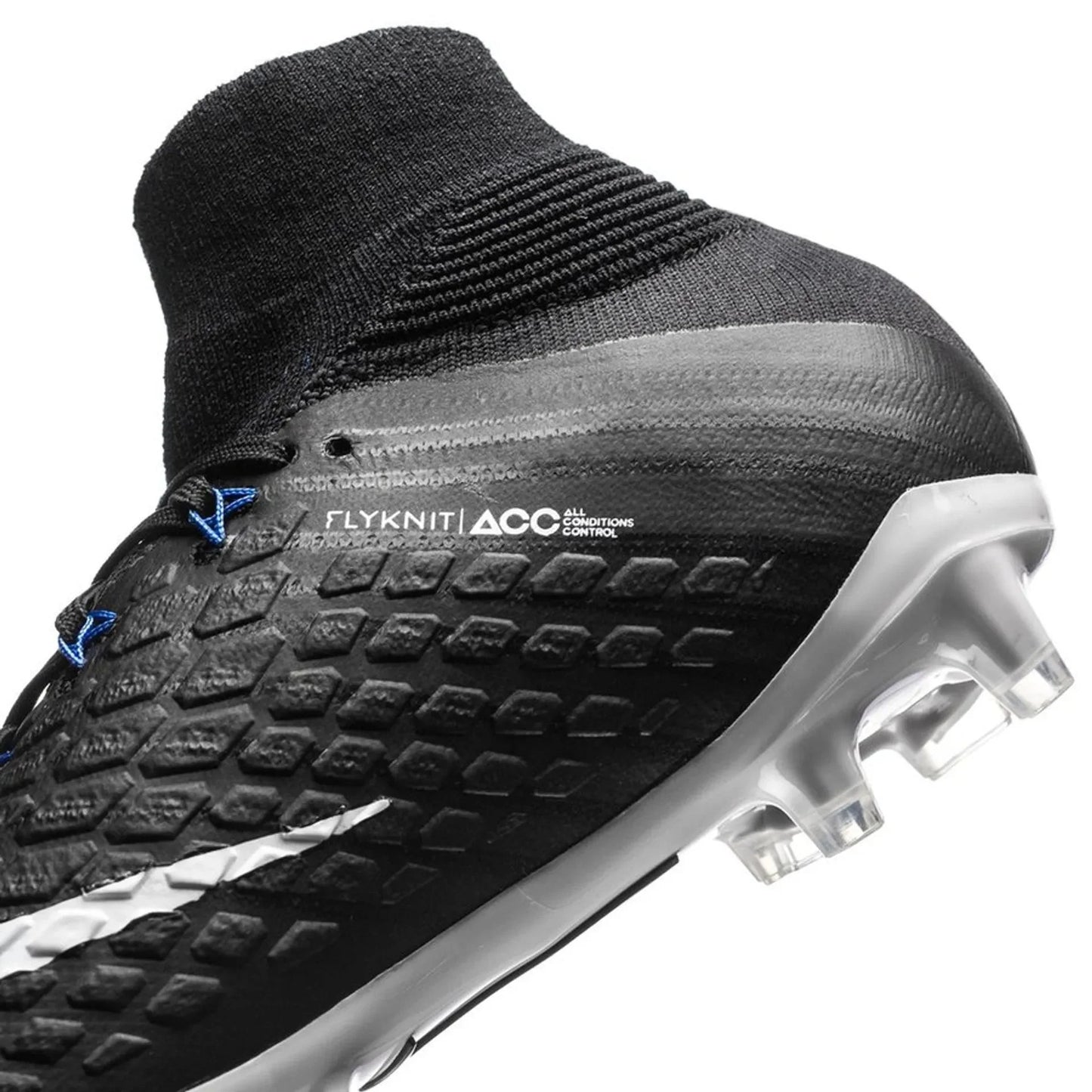 Nike Kids Jr Hypervenom Phantom III Dynamic Fit FG Firm Ground Soccer Cleats Black White Royal