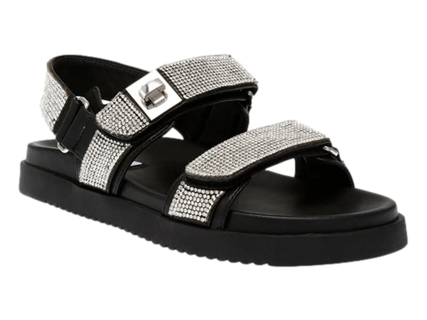 Sandalias Steve Madden Negro Plata para Mujer