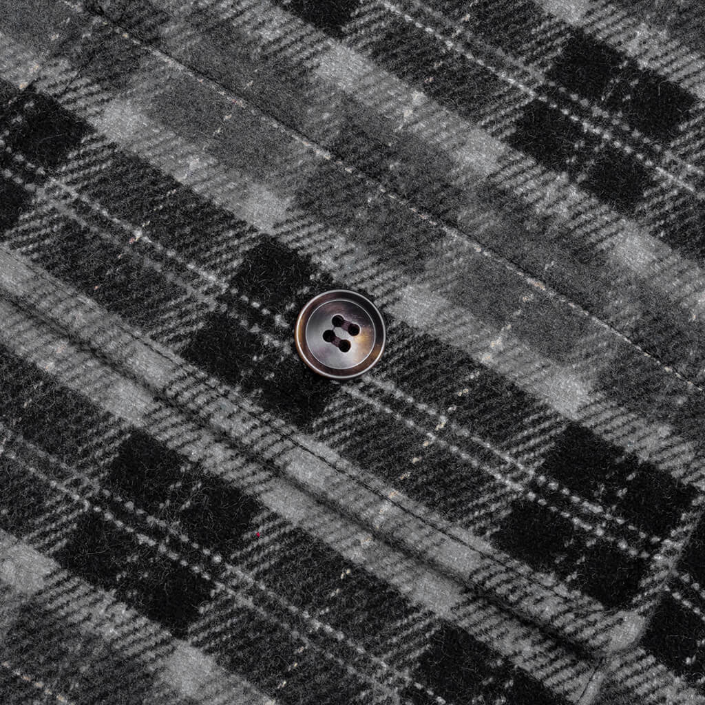 Embroidered Flannel Shirt Jacket Black