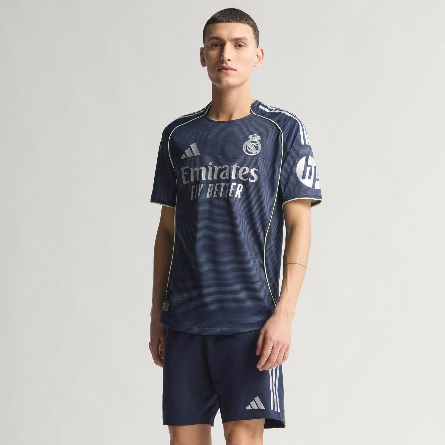 adidas Real Madrid Mens Away Authentic Soccer Jersey 25 26 Blue