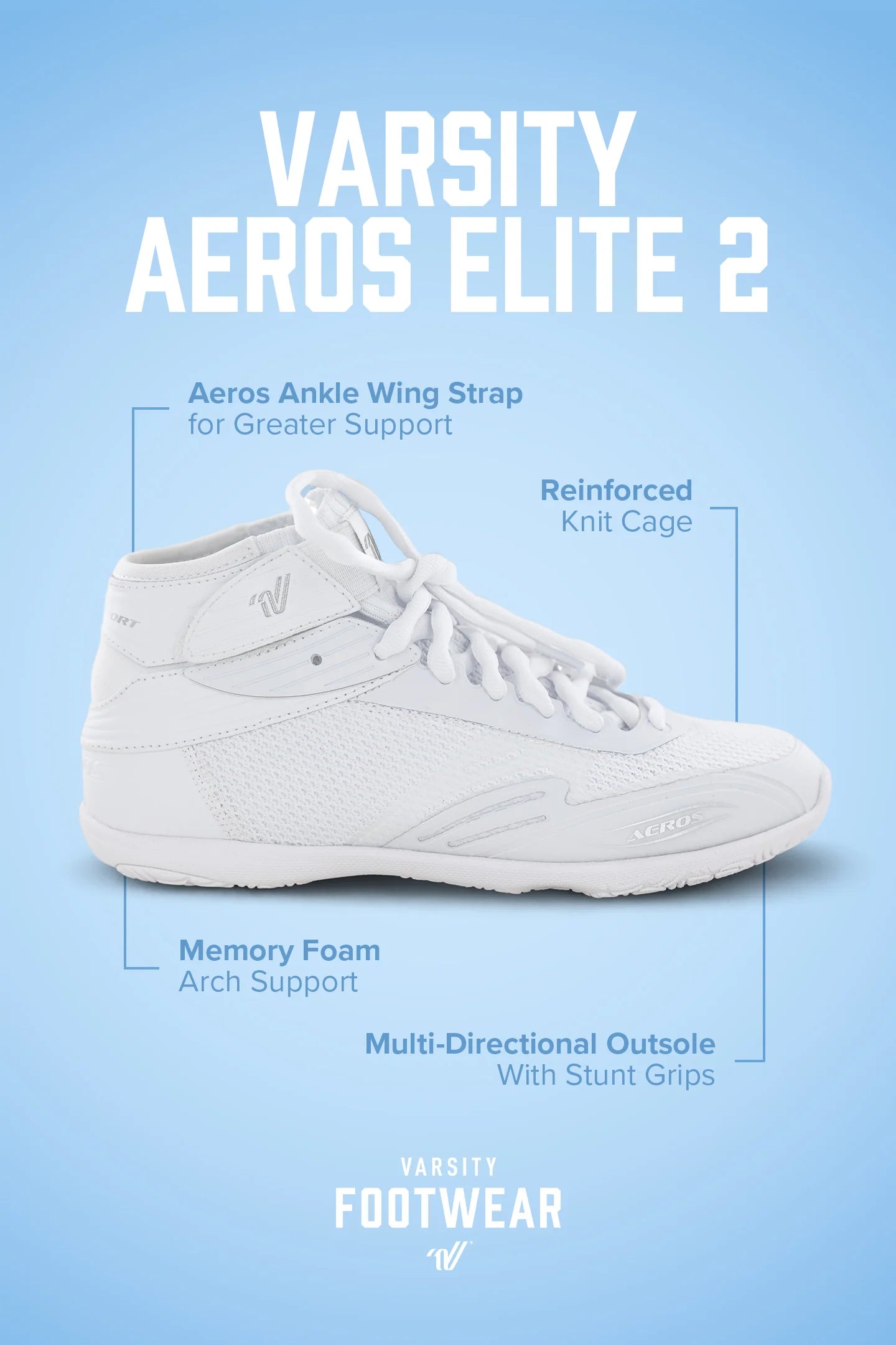 Varsity Aeros Elite 2 White Cheer Shoes
