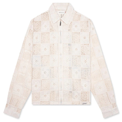 Crochet Full Zip Jacket Bone