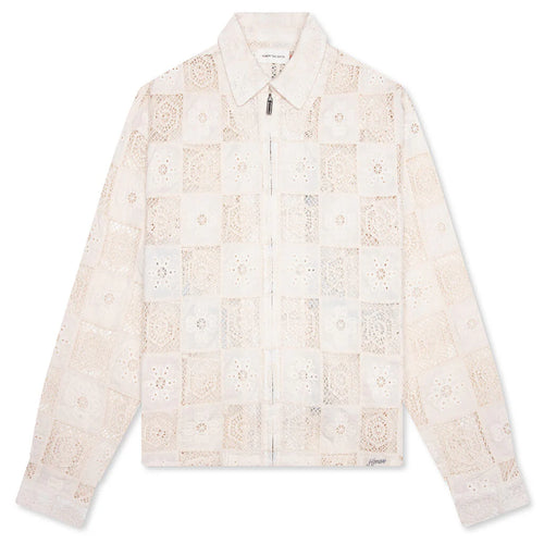 Crochet Full Zip Jacket Bone