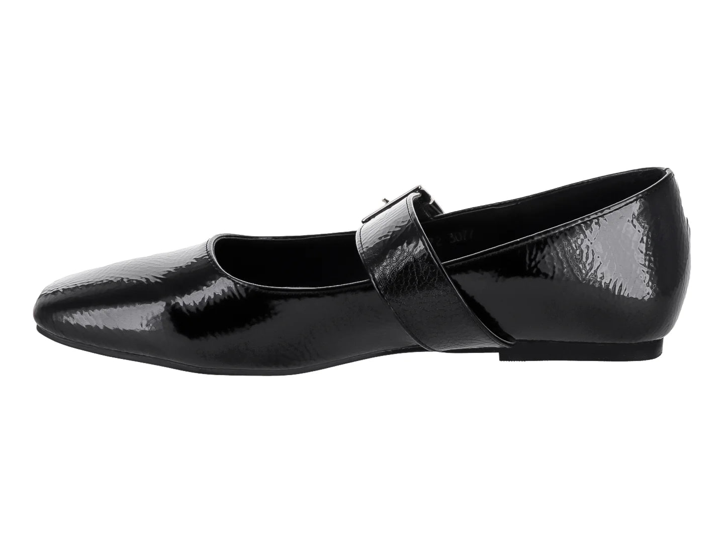 Zapatos Planos Roze de Charol Corrugado Negro para Mujer
