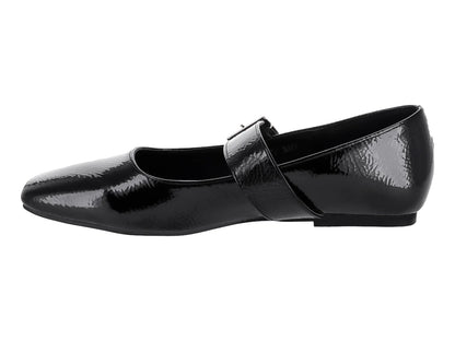 Zapatos Planos Roze de Charol Corrugado Negro para Mujer