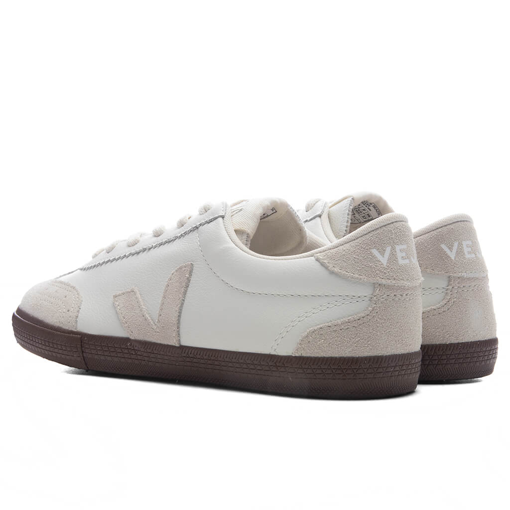 Womens Volley Leather White Natural Bark