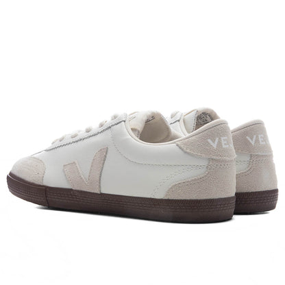 Womens Volley Leather White Natural Bark