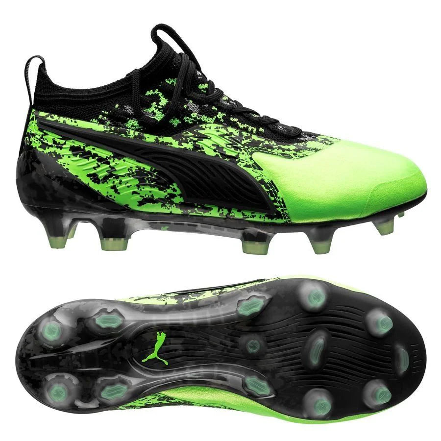 PUMA One 191 Jr FG AG Multi Ground Soccer Cleats Hacked Green Black