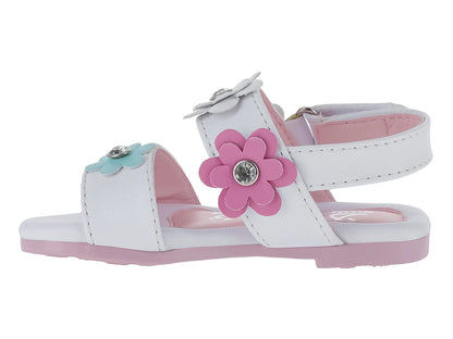 Sandalias Divitas Blancas con Flores para Niña