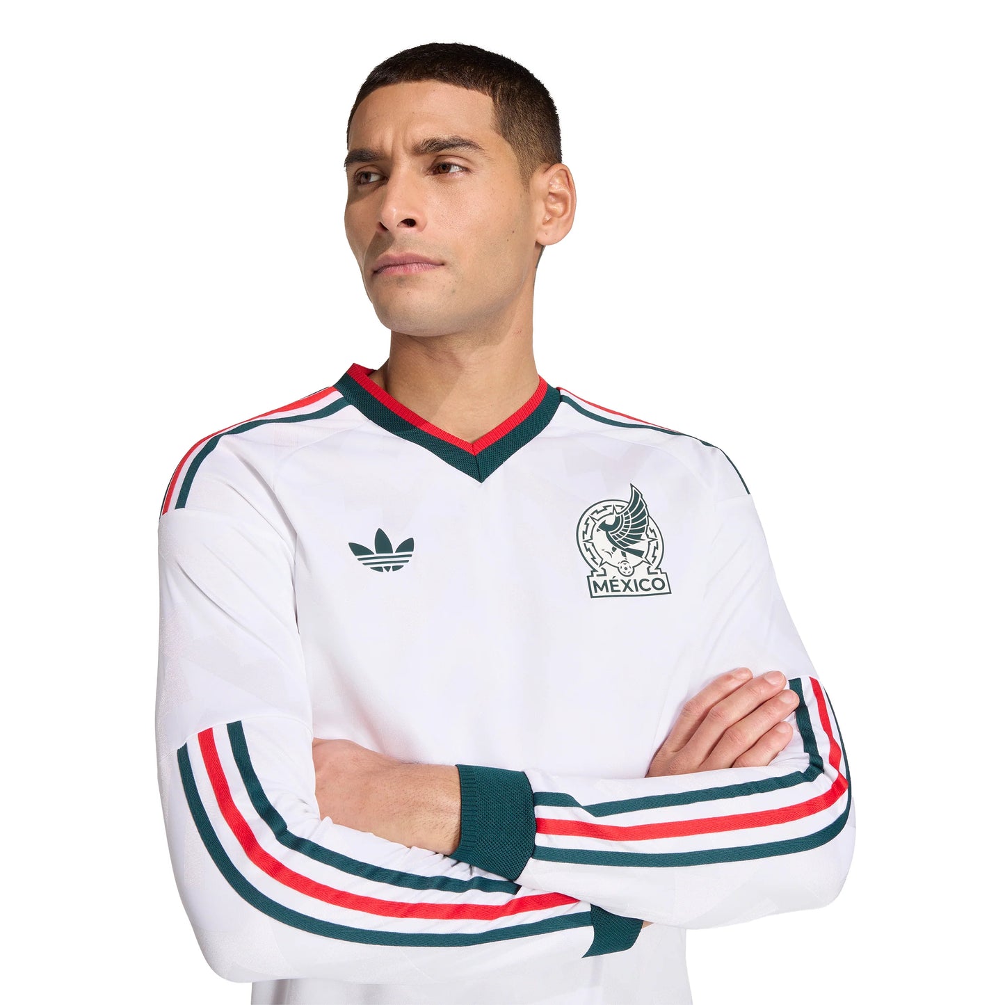 adidas Mexico Away Authentic Long Sleeve Mens Soccer Jersey 2026 White
