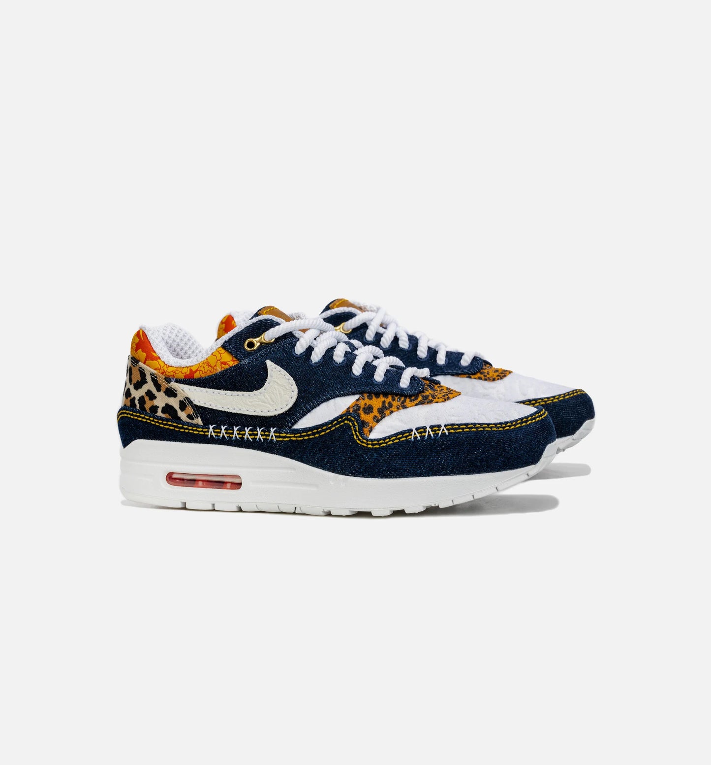 Air Max 1 Premium Denim Leopard Mens Lifestyle Shoe Blue Brown