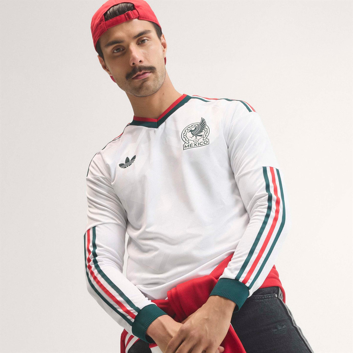 adidas Mexico Away Authentic Long Sleeve Mens Soccer Jersey 2026 White