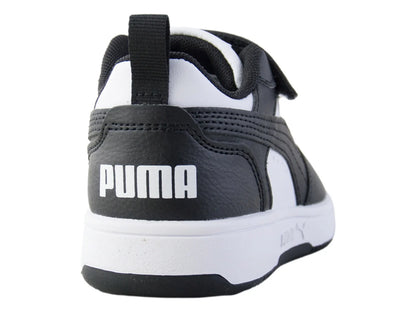 Tenis PUMA Rebound V6 Lo AC Blanco y Negro para Niño