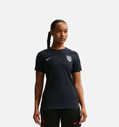 USMNT 2026 27 Match Away Aero Fit Soccer Authentic Womens Jersey Dark Obsidian University Red Pure Platinum