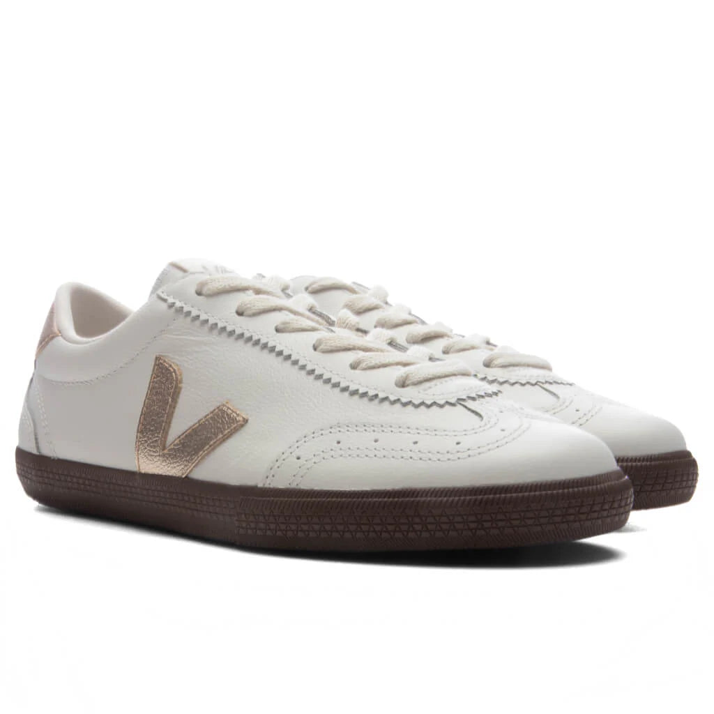 Womens Volley Leather White Platine Bark