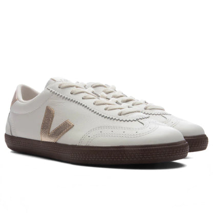 Womens Volley Leather White Platine Bark