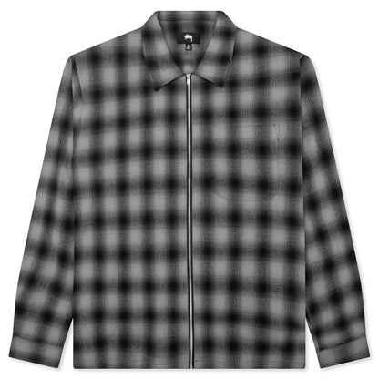 Zip Shirt Twisted Yarn Plaid Charcoal