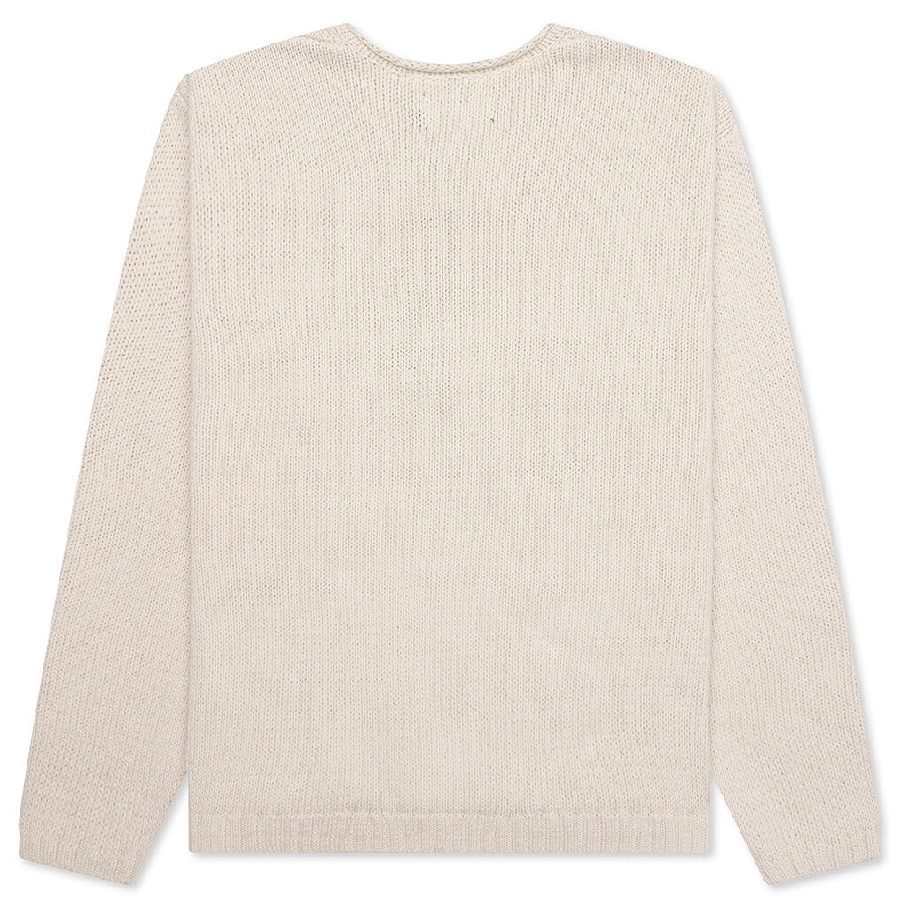 Roll V Neck Logo Sweater Natural