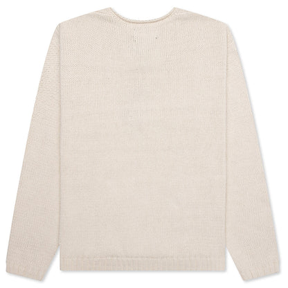 Roll V Neck Logo Sweater Natural