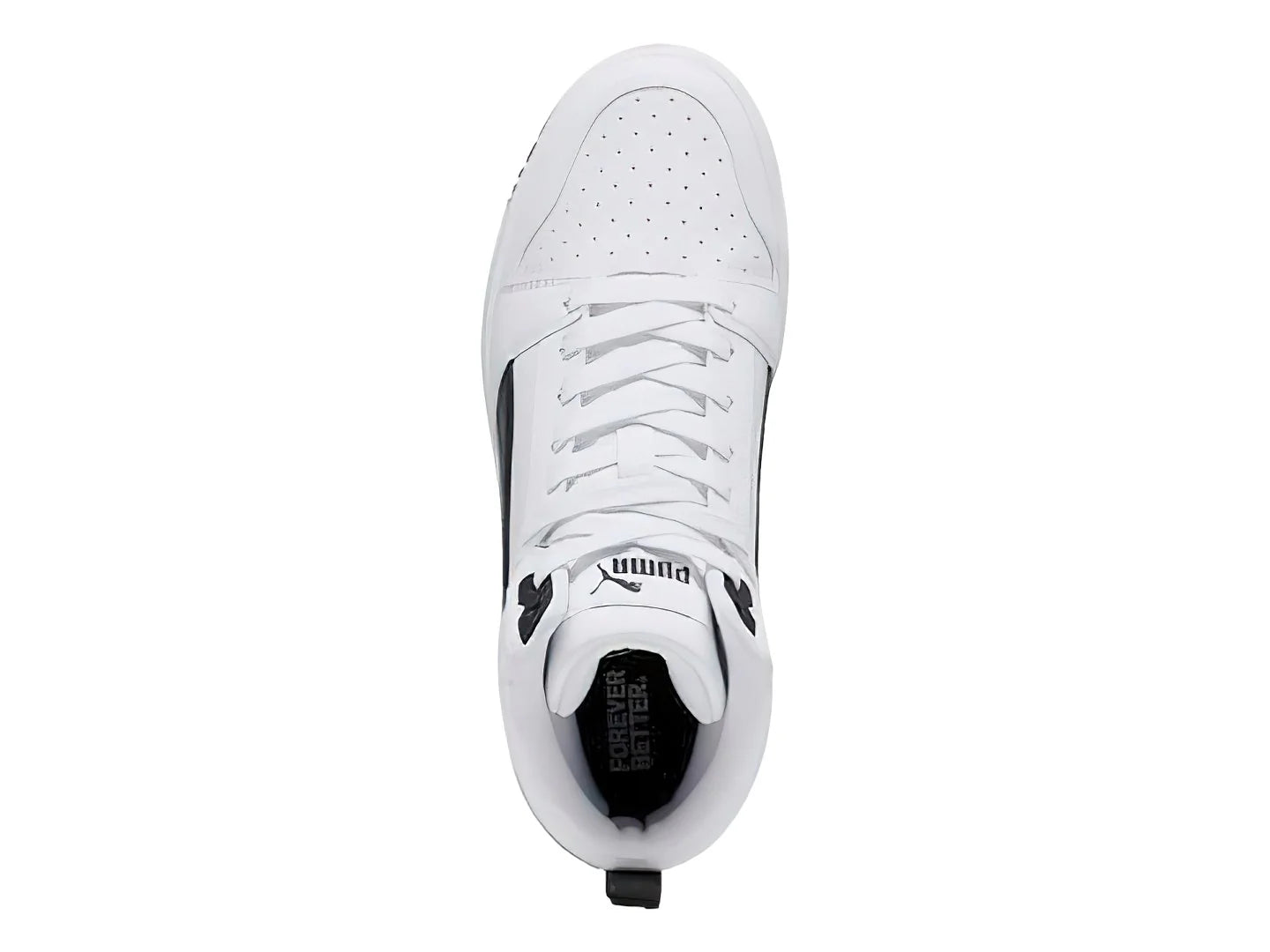 Tenis PUMA Rebound V6 Mid Blanco y Negro para Niño