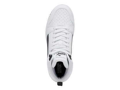 Tenis PUMA Rebound V6 Mid Blanco y Negro para Niño