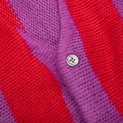 Striped Brushed Cardigan Purple