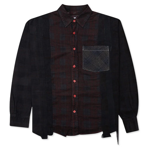 Flannel Shirt 7 Cuts Shirt Over Dye Black