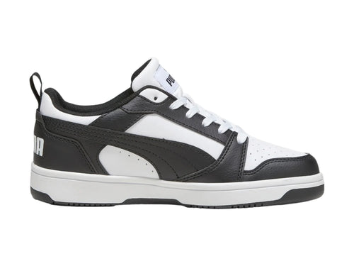 Tenis PUMA Rebound V6 Lo Blanco y Negro para Niño