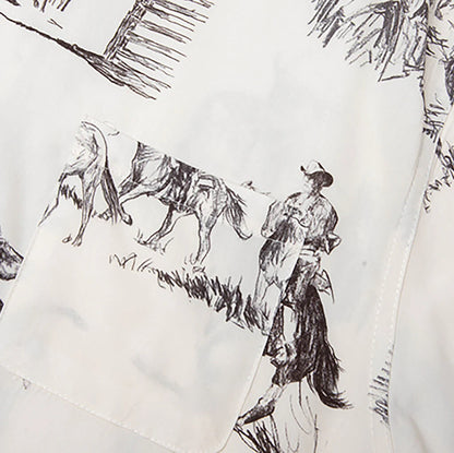 Charcoal Montage Camp Shirt Bone