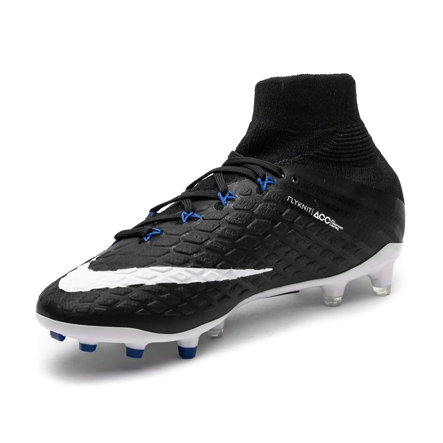 Nike Kids Jr Hypervenom Phantom III Dynamic Fit FG Firm Ground Soccer Cleats Black White Royal